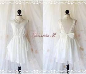 A Party V Shape - Prom Party Cocktail Wedding Bridesmaid Dinner Night Backless Timeless Dress Light Ivory Color Lacy Dress