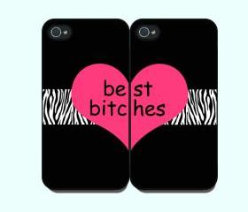 Best Bitches -- iphone 5 case in Pair,iphone 5 cover, in durable plastic case ,black or white case side