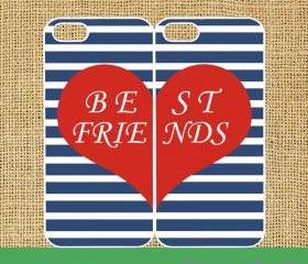 Stripe Best friends 2pcs -- iphone 5 case in black or white plastic by default, silicone also available