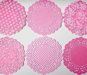 Parisian Lace Doily Berry Sorbet for Scrap booking or card making / pack 