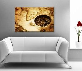 16x10 Digital printed Canvas vintage old map to your wall, old brown atlas (size: 16x10 inch plus border).