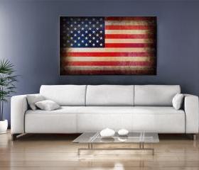 16x10 Digital printed Canvas old USA flag to your wall, Art old American flag (size: 16x10 inch plus border).