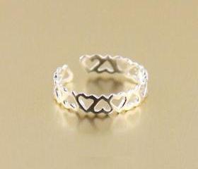  Super cute hollow heart-shaped tail ring sterling silver rings