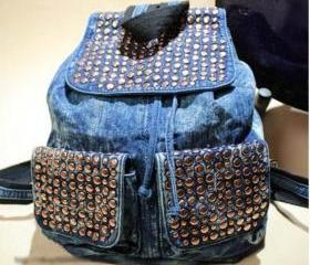 Punk rivet Denim Backpack