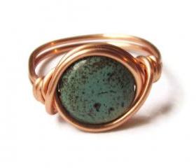 Boho Turquoise Ring Custom Size in Copper