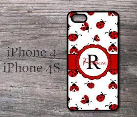 iPhone 4 4S personalized ladybug monogramed hard case cutes red lady bug i phone in case 