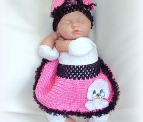 Poodle Skirt for newborn baby girl 0 to 6 months with matching bow headband