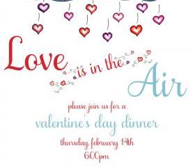 Love is in the Air Valentine's Day Printable Invitation