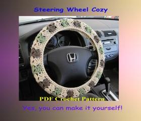 Crochet Pattern - Steering Wheel Cozy/Cover (4VC2013)