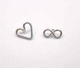  Tiny Sterling Silver Infinity Earrings, Infinity Studs, Infinity Post, Stud Earrings, Heart Earrings, Gold Infinity Earrings