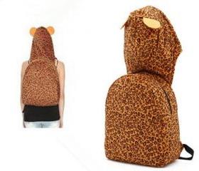 Leopard Ears Hooded Backpack