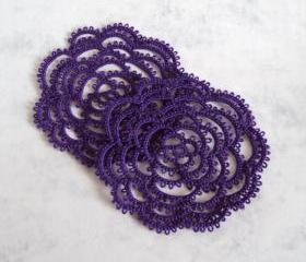 Goth Lace Rose Coasters - Set Of Two
