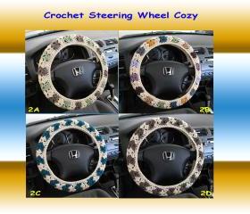 Crochet Steering Wheel Cover, Wheel Cozy - (CSWC 2A--2D)