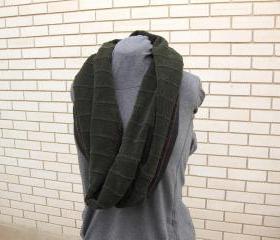 Oversized Upcycled Women's Cowl Neckwarmer Circle Infinity Scarf Shawl Shrug Wrap Deep Forest Green Eco Friendly Winter Fashion Accessory