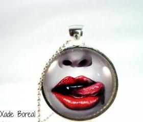 True blood glass pendant necklace