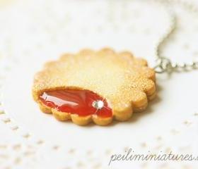 Cookie Jewelry - Cookie Necklace - Strawberry Jam Cookie Necklace