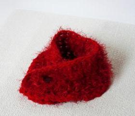 Red crocheted scarf fluffy red casual neckwarmer