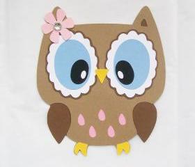 Owl die cut, owl with open eyes, owl decor