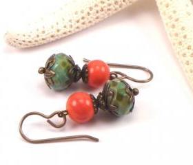 Dangle Earrings. Czech Glass Earrings