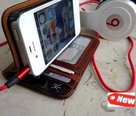 Genuine Leather Flip Case Wallet for iPhone 4/4S 