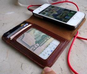 Genuine Leather Flip Case Wallet for iPhone 5
