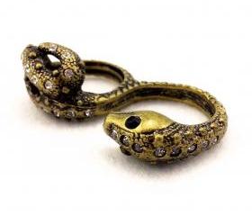 Double Finger Serpent Gemstone Ring