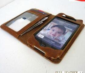 Genuine Leather Book Case Wallet for iPhone 5 / iPod Touch 5th