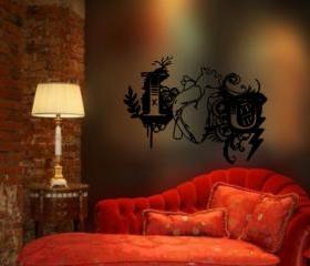 Vinyl Wall Decal I Heart You U Goth Grunge Valentines Day Decor 22.5'W x16.5'H 22250