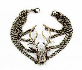Rhinestone Deer Bracelet
