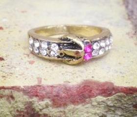 Rhinestone Buckle Ring