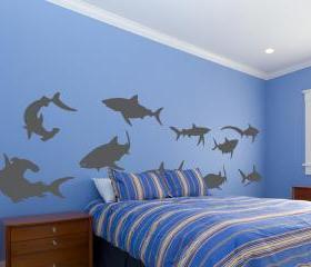 Sharks Vinyl Wall Decal Set
