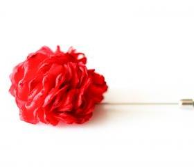 ESTHER-Red Mens flower Boutonniere/Buttonhole for wedding,Lapel pin,hat pin,tie pin