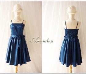 Midnight Blue Party Dress.. Elegant Vintage Inspired Party Prom Bridesmaid Wedding Cocktail Dinner Evening Dress Romantic Princess Romance