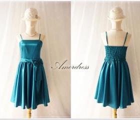 Teal Blue Party Dress.. Elegant Vintage Inspired Party Prom Bridesmaid Wedding Cocktail Dinner Evening Dress Romantic Princess Romance