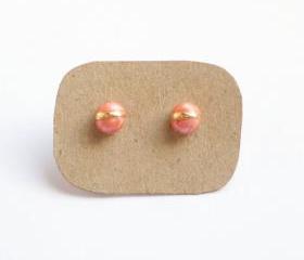 Orange Bug Stud Earrings - Gift under 10