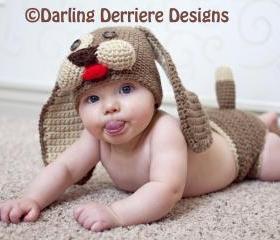 Baby Puppy Hat and Diaper Cover Crochet Pattern PDF