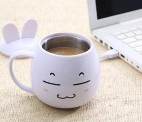 lovely Cartoon USB charging heated stainless steel insulated cup