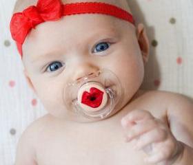 Kissy Face- Hand Painted Custom Pacifier on CLEAR AVENT