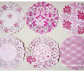 6 Parisian Lace Doily Love Story Mixed pattern paper / pack 
