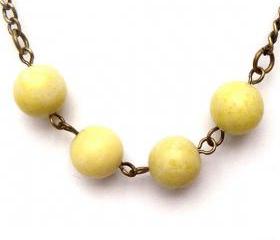 Antiqued Brass Butter Jade Round Bead Necklace