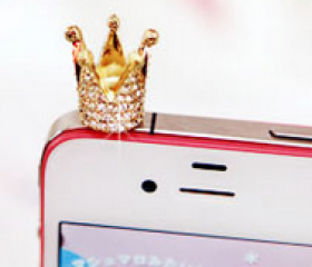Gorgeous Crown Style Anti-dust Earphone Jack for iPhone and iPad (Color Golden)