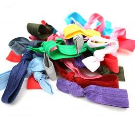 Ribbon Hair Tie Grab Bag (20) - Elastic No Tug Hair Ties - Knotted Hair Tie - Emi Jay Inspired Hair Bands, Ponytails - Girls Accessories 