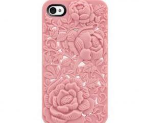 Silicone Case with Rose Pattern for iPhone 4/ 4S in Pink