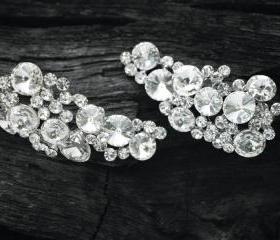 HEATHER-Swarovski Crystal drop Earrings,925 Silver sterling post,bridal,clear color,wedding