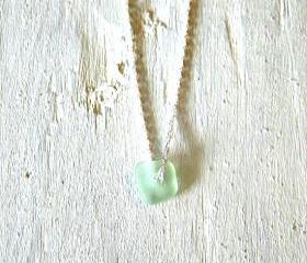 Sterling Silver Sea Glass Necklace - Sea foam Green sea glass jewelry - Sterling Silver Jewelry handmade