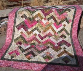 Batik Quilt Pink and Green