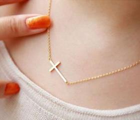 Fashion Golden Cross Chain Necklace