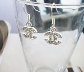 Dazzling Silver Tone Dangle Earrings with Swarovski Crystal