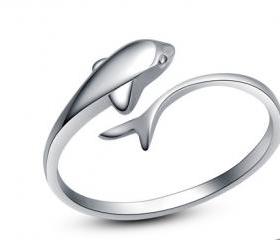 Adjustable Sterling Silver Dolphin Ring