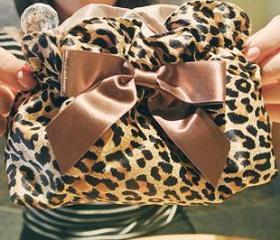 Fashion leopard grain cosmetic bag&Lovely bow bag